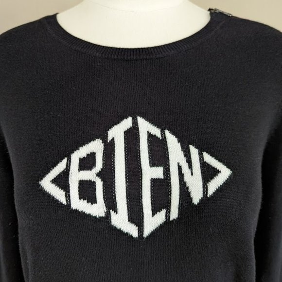Halogen Bien Black Crewneck Long Sleeve Lightweight Sweater - Picture 2 of 10